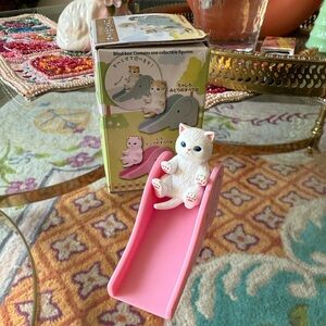 Cute Cat Figurine on Pink Slide Blind Box